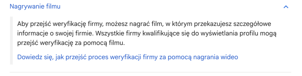 Instrukcja weryfikacji wizytówki Google Maps za pomocą nagrania wideo