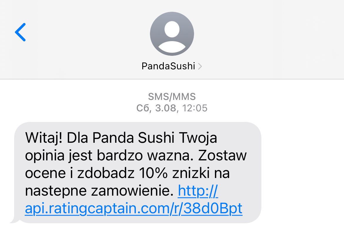 prośba o opinie od Panda Sushi